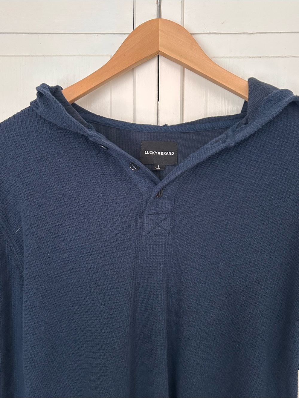 Lucky Brand NWT Unisex Size S Long Sleeve Waffle Pullover Hooded Sweater